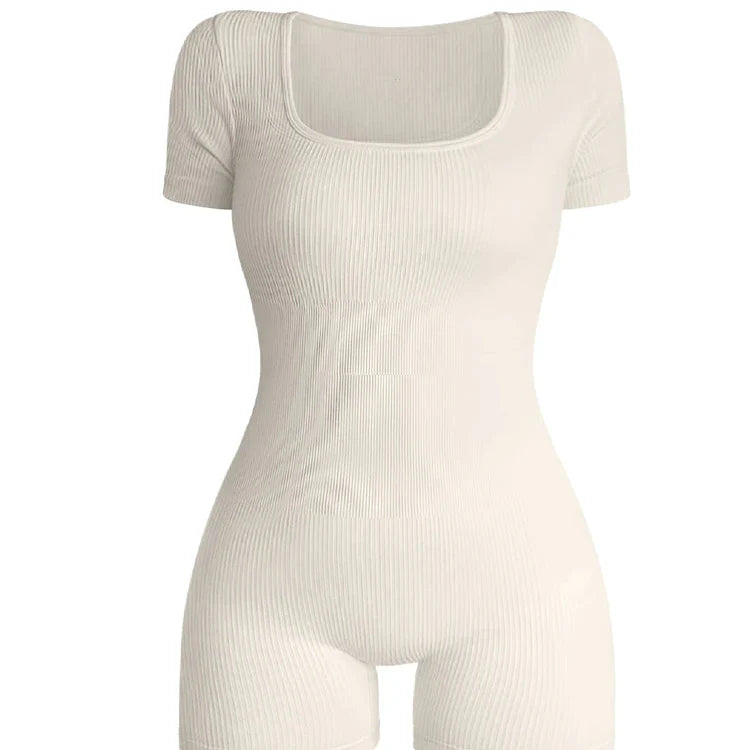 Square Neck One-Piece Ribbed Bodysuit